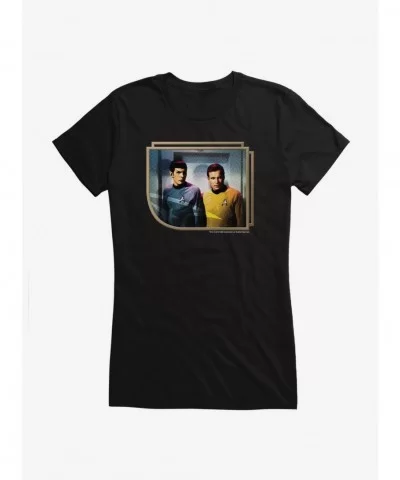 Sale Item Star Trek The Original Series Kirk And Spock Frame Girls T-Shirt $8.37 T-Shirts