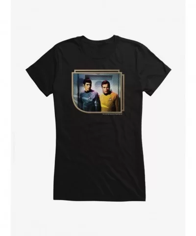 Sale Item Star Trek The Original Series Kirk And Spock Frame Girls T-Shirt $8.37 T-Shirts