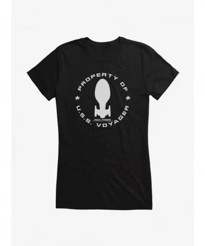 Seasonal Sale Star Trek USS Voyager Property Of NCC Top View Girls T-Shirt $5.98 T-Shirts