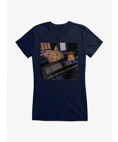 Flash Sale Star Trek TNG Cats Button Game Girls T-Shirt $7.57 T-Shirts