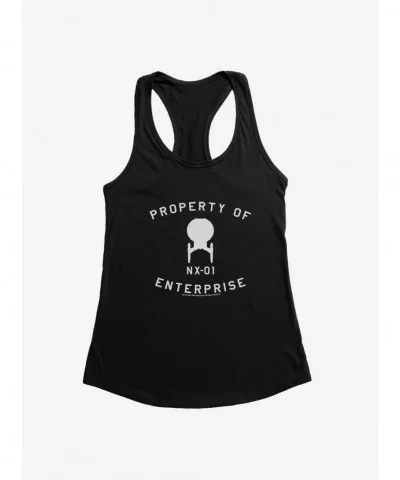 Pre-sale Star Trek Property Of Enterprise NX-01 Ship's Top View Logo Girls Tank $8.17 Tanks