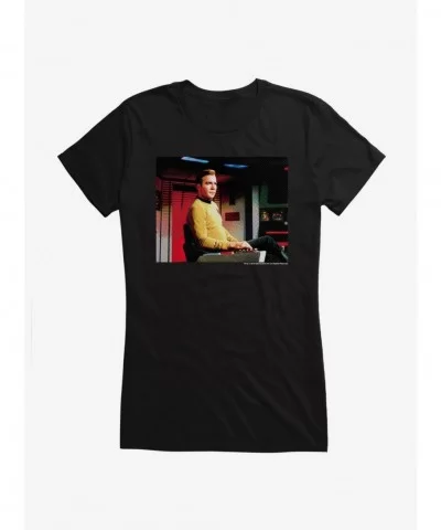 Absolute Discount Star Trek Kirk Sitting Girls T-Shirt $6.37 T-Shirts