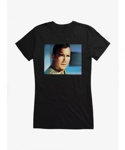 Value Item Star Trek Kirk Blue Background Girls T-Shirt $6.97 T-Shirts