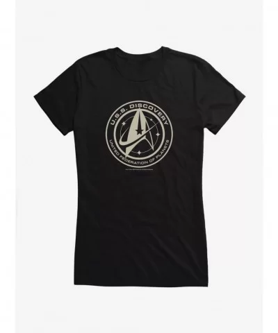 Discount Sale Star Trek Discovery: USS Discovery United Federation Girls T-Shirt $7.17 T-Shirts