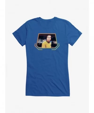 Discount Star Trek The Original Series Kirk Captain Chair Girls T-Shirt $8.76 T-Shirts