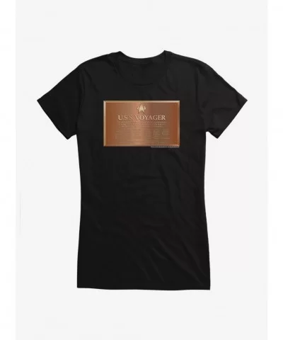 Seasonal Sale Star Trek USS Voyager Gold Plaque Girls T-Shirt $6.97 T-Shirts
