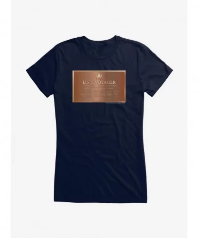 Seasonal Sale Star Trek USS Voyager Gold Plaque Girls T-Shirt $6.97 T-Shirts