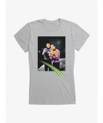 Pre-sale Discount Star Trek Spock and Kirk Action Scene Girls T-Shirt $8.96 T-Shirts