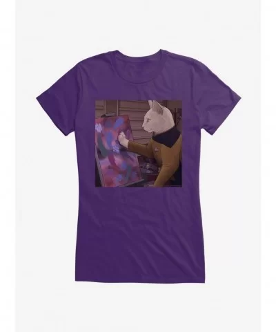 Special Star Trek TNG Cats Stewart Painting Girls T-Shirt $7.17 T-Shirts
