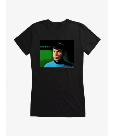 Trend Star Trek Spock Green Background Girls T-Shirt $9.36 T-Shirts