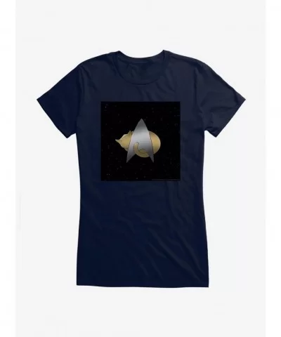 Exclusive Price Star Trek TNG Cats Logo Pin Girls T-Shirt $8.57 T-Shirts