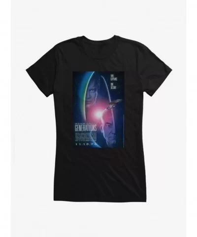 New Arrival Star Trek Generations Two Captains One Destiny Girls T-Shirt $6.18 T-Shirts