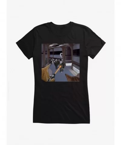Exclusive Star Trek TNG Cats Ship Battle Girls T-Shirt $9.56 T-Shirts