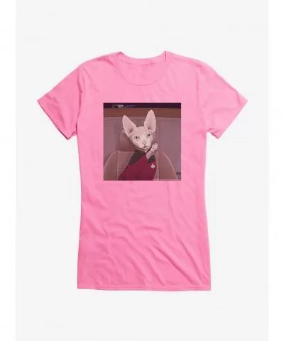 Absolute Discount Star Trek TNG Cats Stewart Girls T-Shirt $7.57 T-Shirts