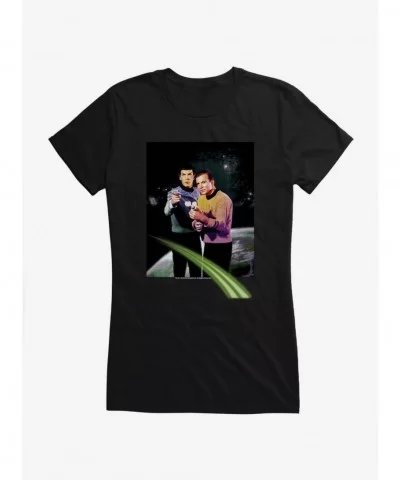 Limited-time Offer Star Trek Spock and Kirk Phaser Girls T-Shirt $9.56 T-Shirts